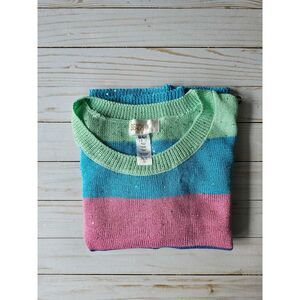 Beach Riot Women’s S Multicolor Striped Sequin Sweater Crewneck Knit